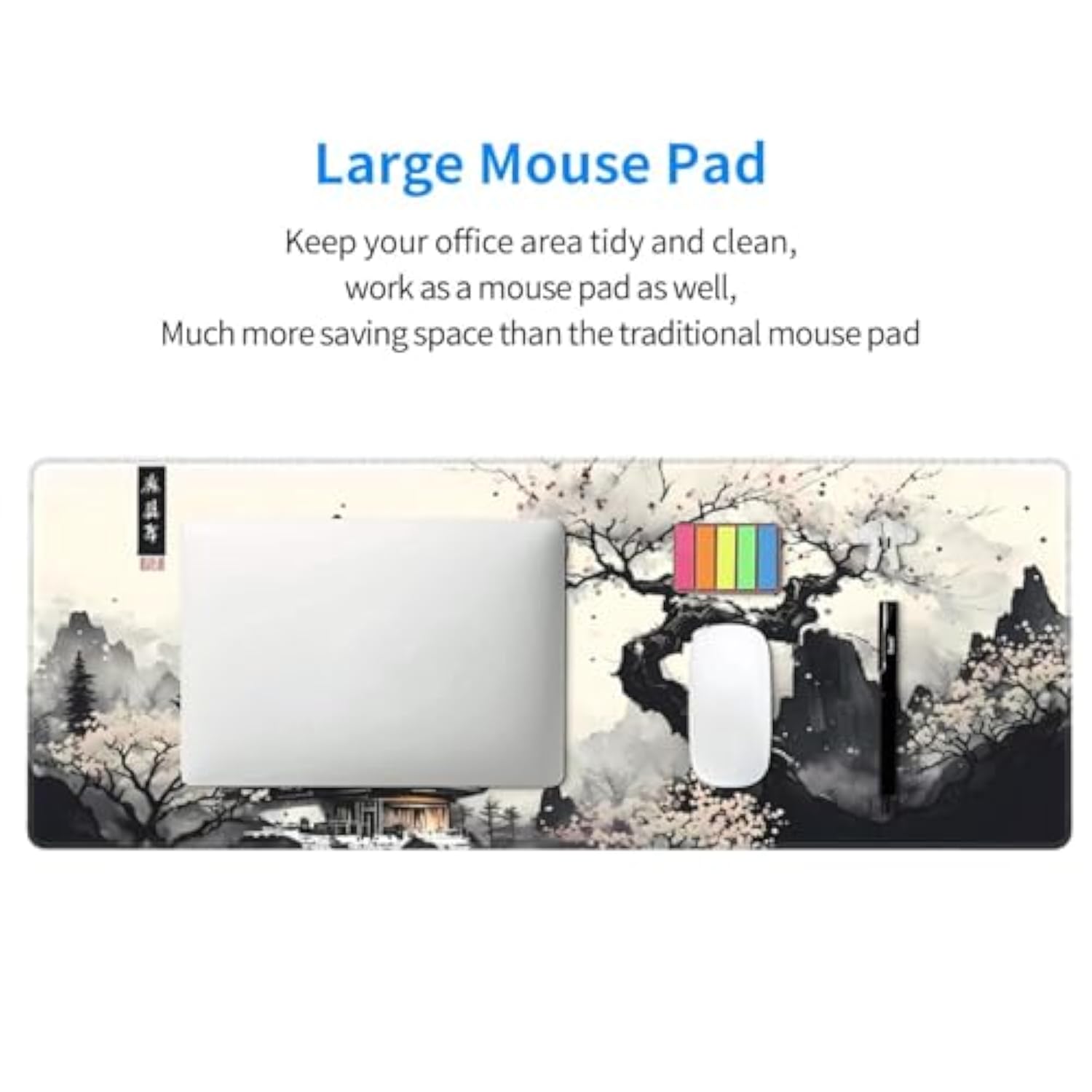 Japanese Mouse Pad, Large Japanese Desk Mat, Xl Anime Gaming Keyboard Mat, Nonslip Rubber Base, Big Extended Desk Protector For Home Office, 31.5”X11.8”