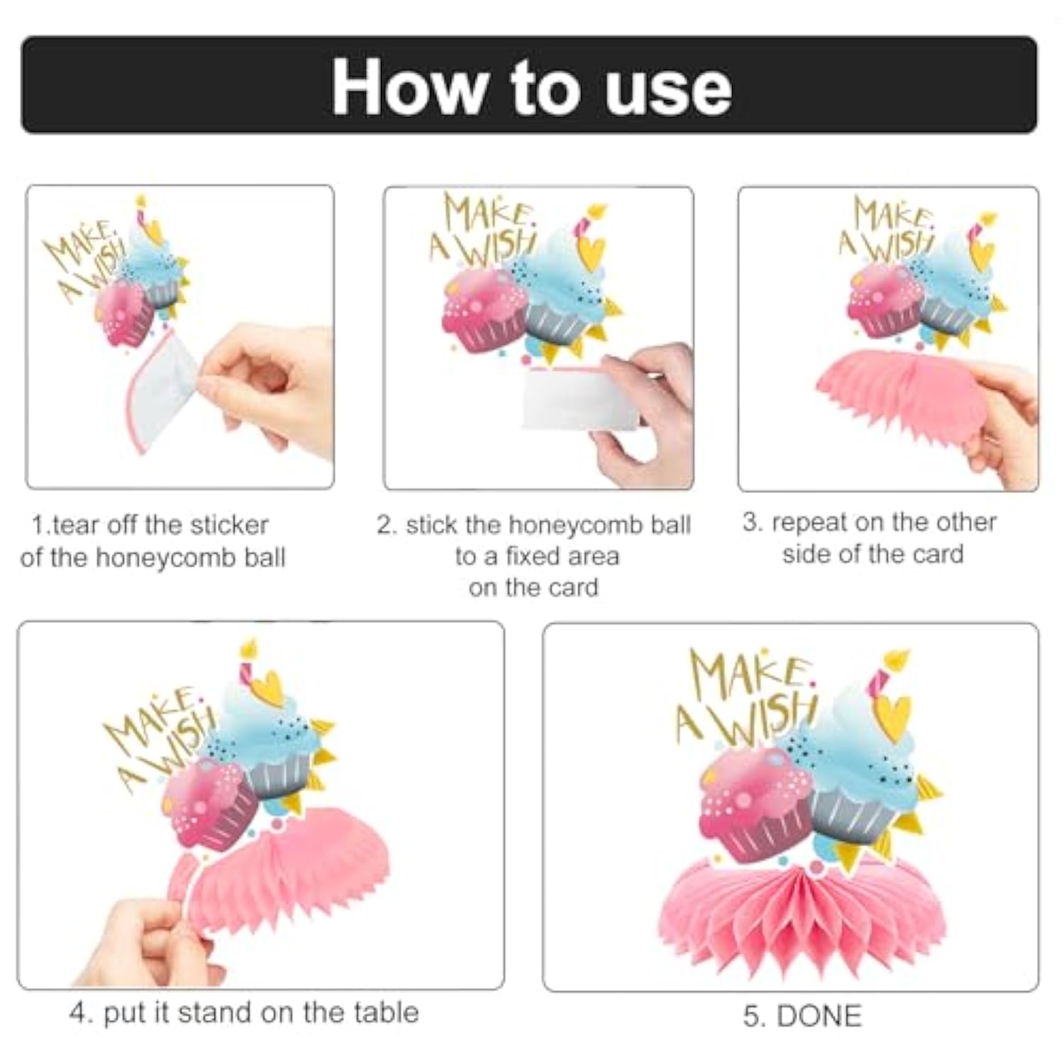 9 Pcs Happy Birthday Honeycomb Centerpieces Decorations - Party Table Toppers Supplies With Cake/Balloon/Gift Designs For Kids Adults Birthday Party Decor