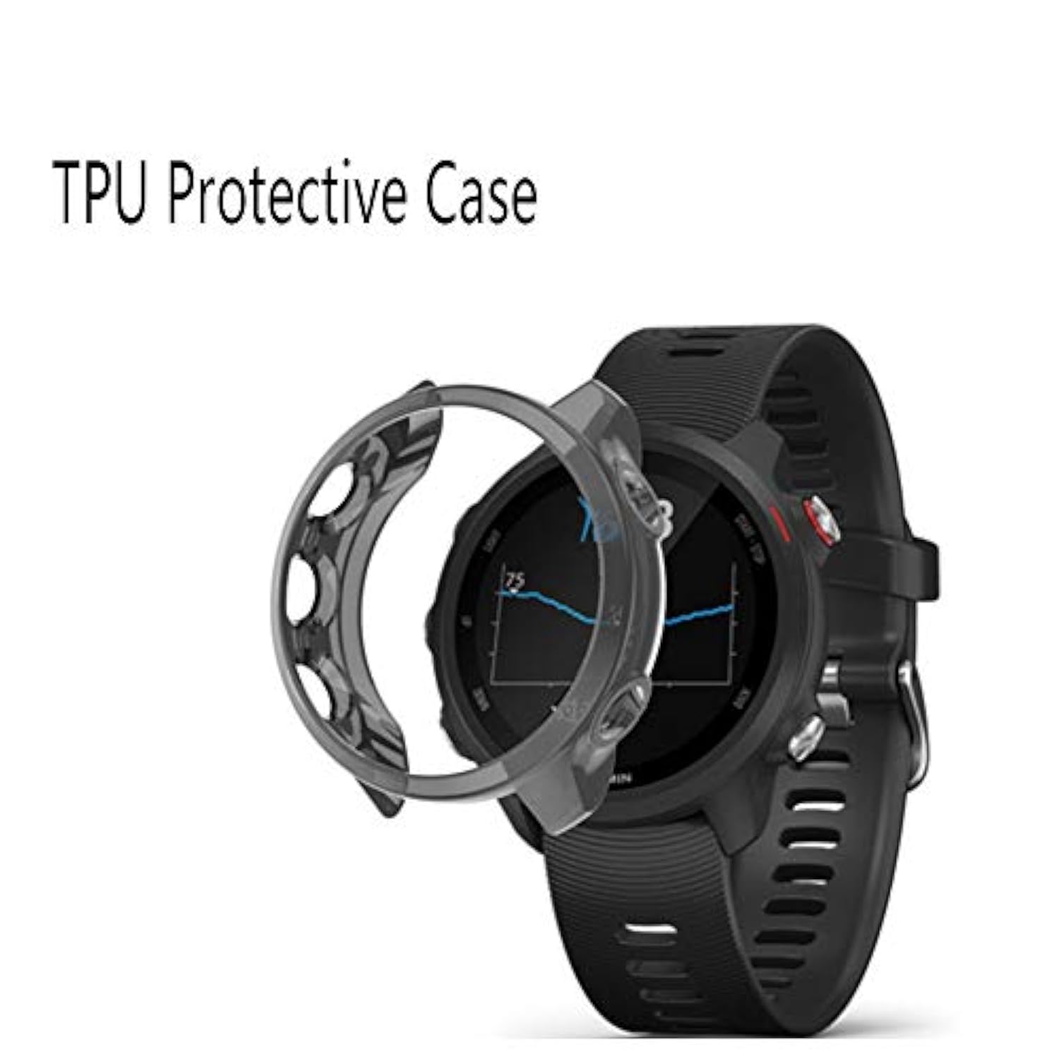Watch Screen Protector (3+1Pack) Compatible For Garmin Forerunner 245/245 Music, Tempered Glass Film Anti-Scratch High Definition Full Coverage And Soft Tpu Protective Case