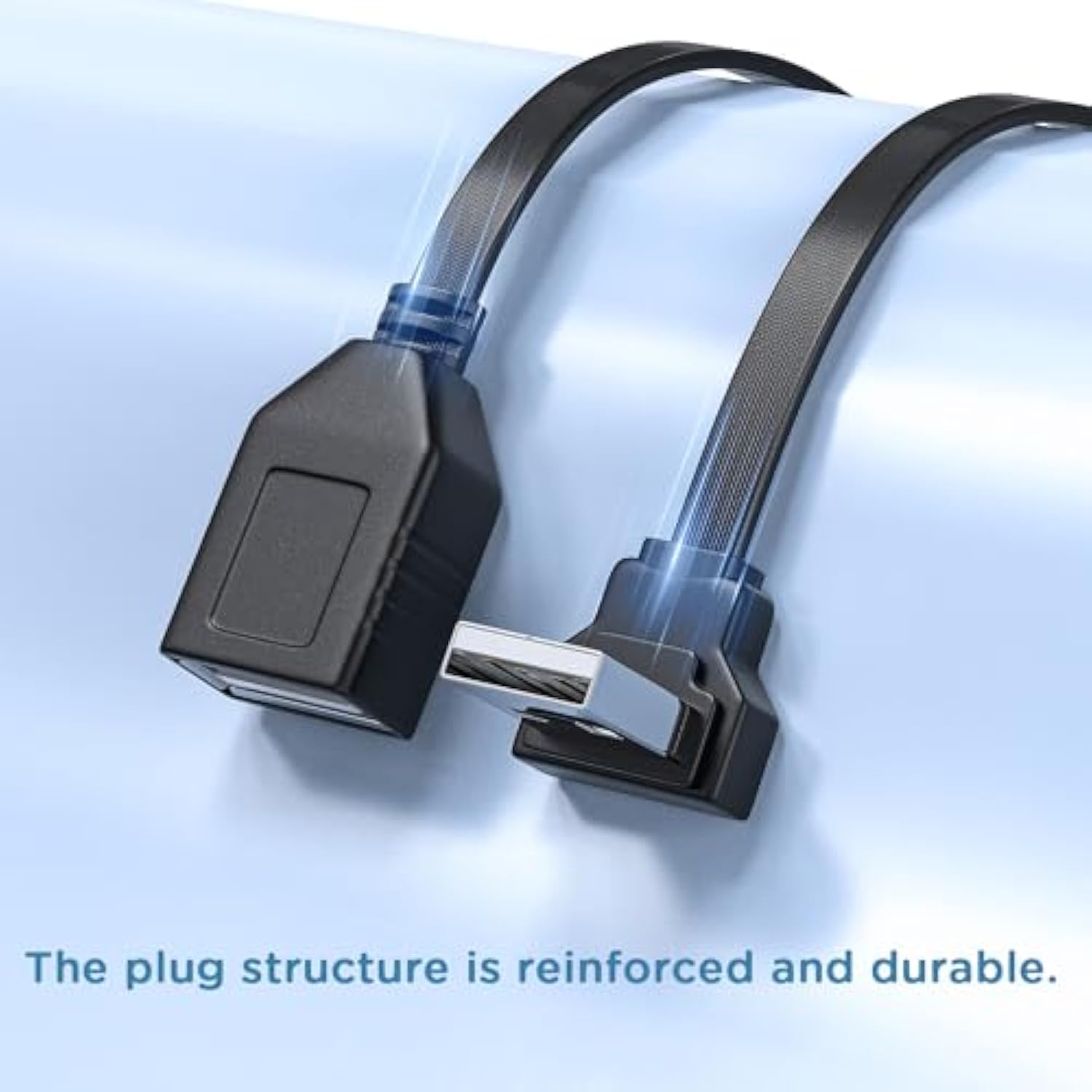 2Pcs Usb Extension Cable Flat 90 Degree Rightangle Male To Female Usb2.0 Cable