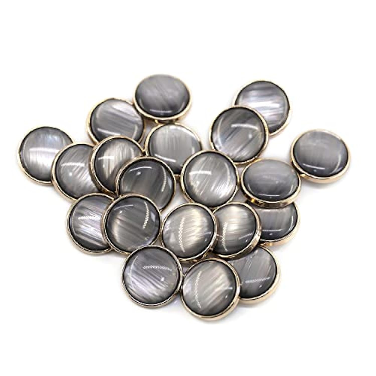 20 Pcs Translucent Brushed Gray Resin Layer Sewing Metal Shank Coat Bu