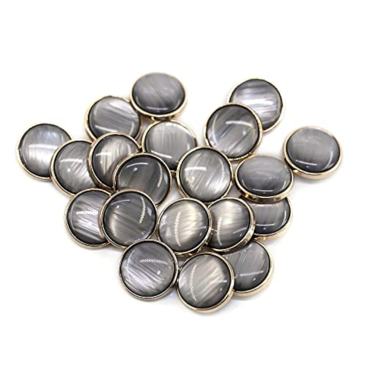 20 Pcs Translucent Brushed Gray Resin Layer Sewing Metal Shank Coat Bu
