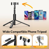 Phone Tripod Selfie Stick, SK27 61" Extendable Selfie Stick for iPhone/Android with Wireless Remote Cold Shoe Mount, Portable Phone Tripod Stand for