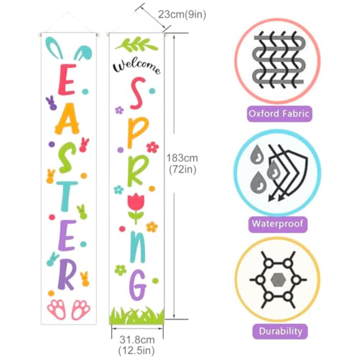 Easter Porch Banner Bunny Rabbit Daisy Party Front Door Sign Wall Hanging Spring Decorations And Supplies For Home Office Farmhouse Holiday Decor