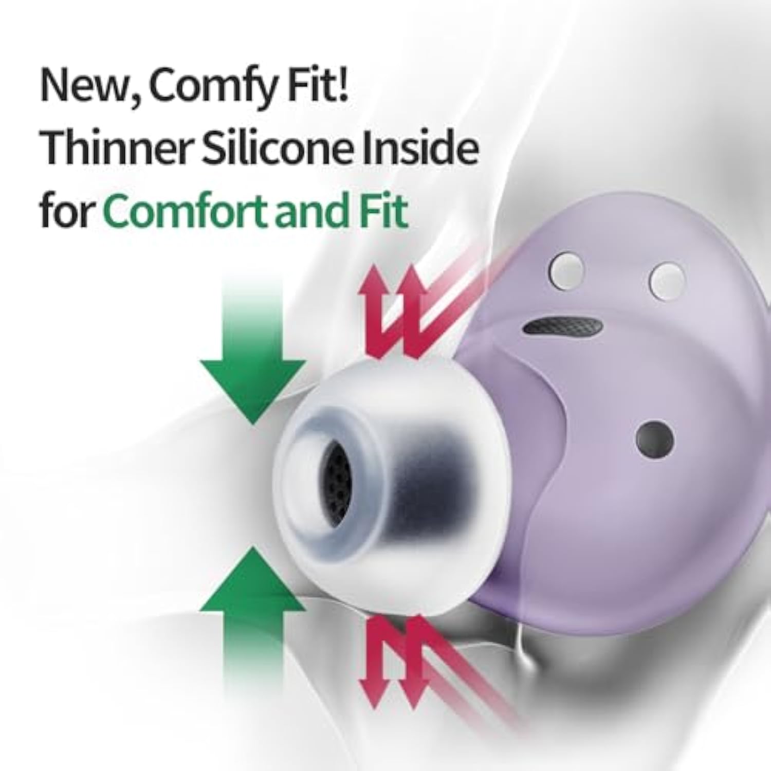 Sednaearfit Max For Galaxy Buds 2 Pro Phantom Black (S/Ms/M), Earbud Tips For Wireless Headphones, Noise Canceling Earbuds Replacement Tips, Samsung-Certified Eartips For Galaxy Buds 2 Pro