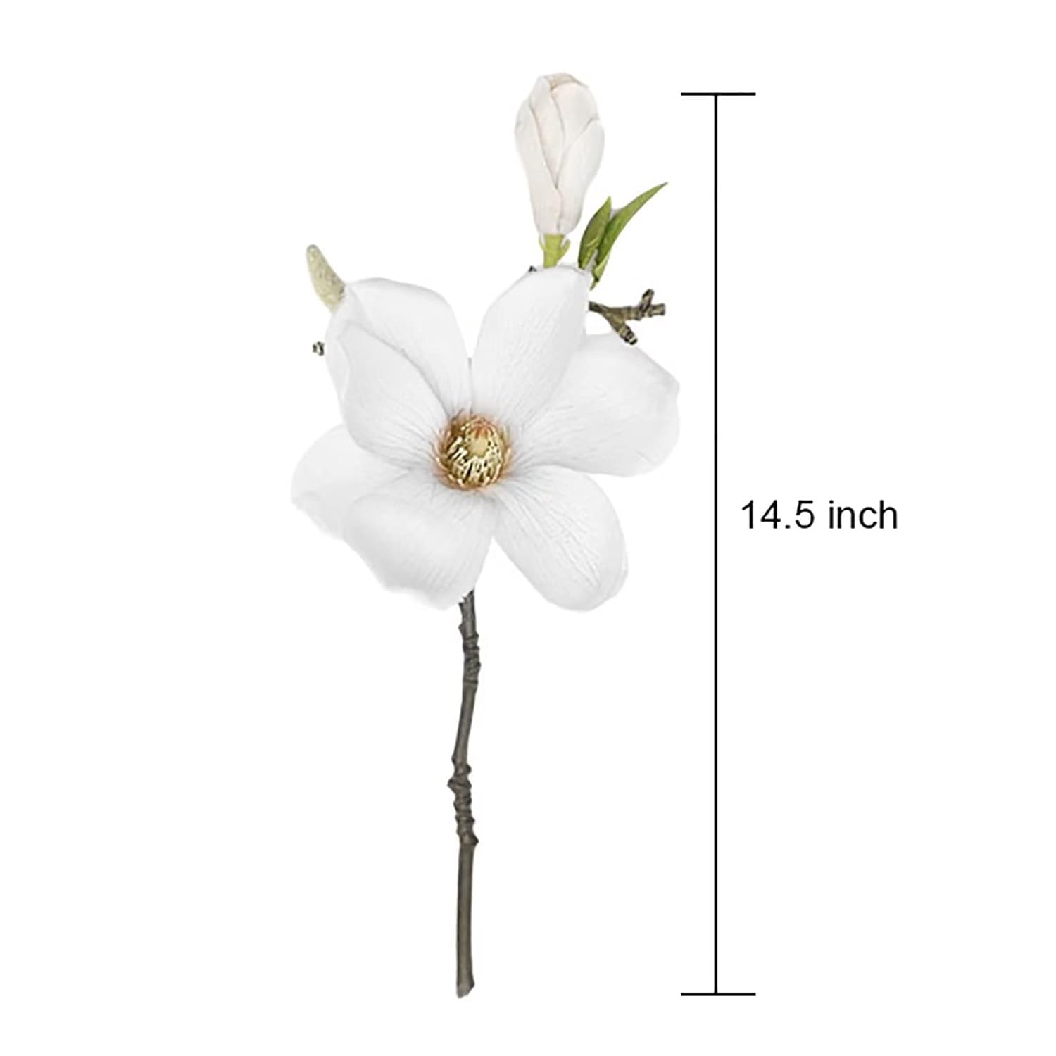 5 Pack Artificial Magnolia Flowers Realistic Silk Magnolia With Green Leaves Real Touch Magnolia Bouquet For Wedding Home Office Table Centerpiece Decor