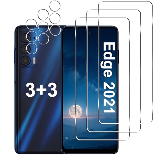 [3+3 Pack] Designed for Motorola Edge 2021 / Motorola Edge 5G UW 2021 Screen Protector + Camera Lens Protector, 9H Hardness, Anti Scratch, Easy