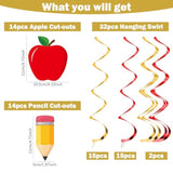 60Pcs Back To School Party Swirls Decorations First Day Of School Hanging Swirls Welcome Back To School Apple Pencil Hanging Decor Supplies For Preschool Elementary School Birthday Party Favors
