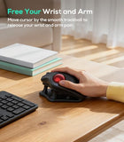 M511 Wireless Trackball Mouse, Rechargeable Ergonomic Thumb-Control Mouse With Tilt Stand, Smooth & Precision Tracking, 3 Device Connection (Bluetooth Or Usb Receiver), For Pc/Mac/Laptop-Red