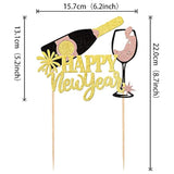2026 Happy New Year Cake Topper Glitter Fireworks Cheers Party Decoration