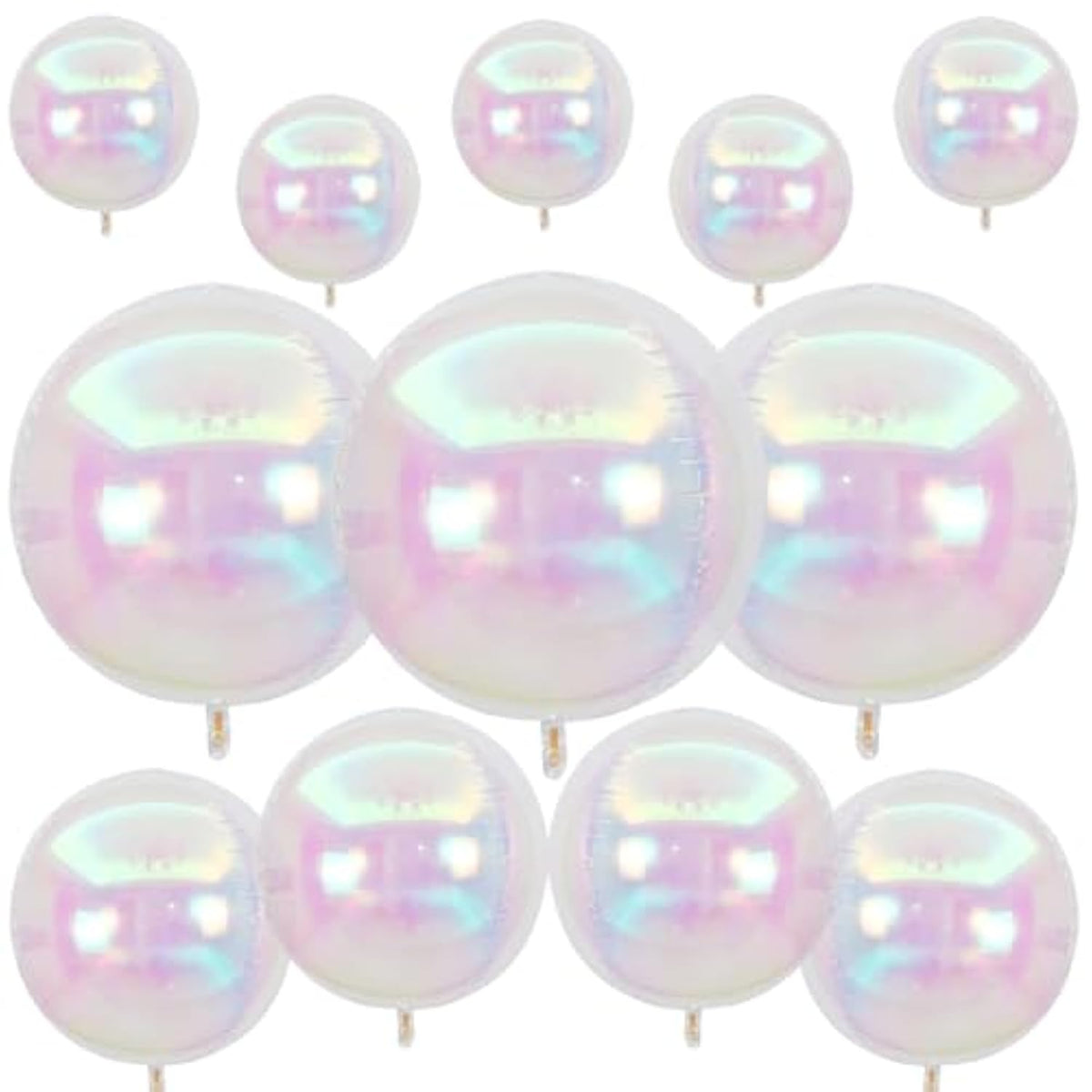 12-Pcs Iridescent 4D Foil Balloons Set Holographic Party Decoration