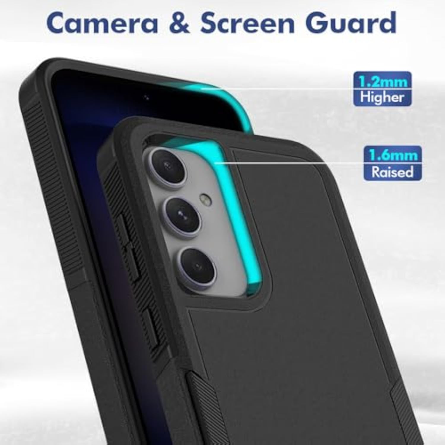 Samsung Galaxy S23 FE Case Dual Layer Protective Heavy Duty Cell Phone Cover with Screen Protector Military Grade Bumper Tough Black