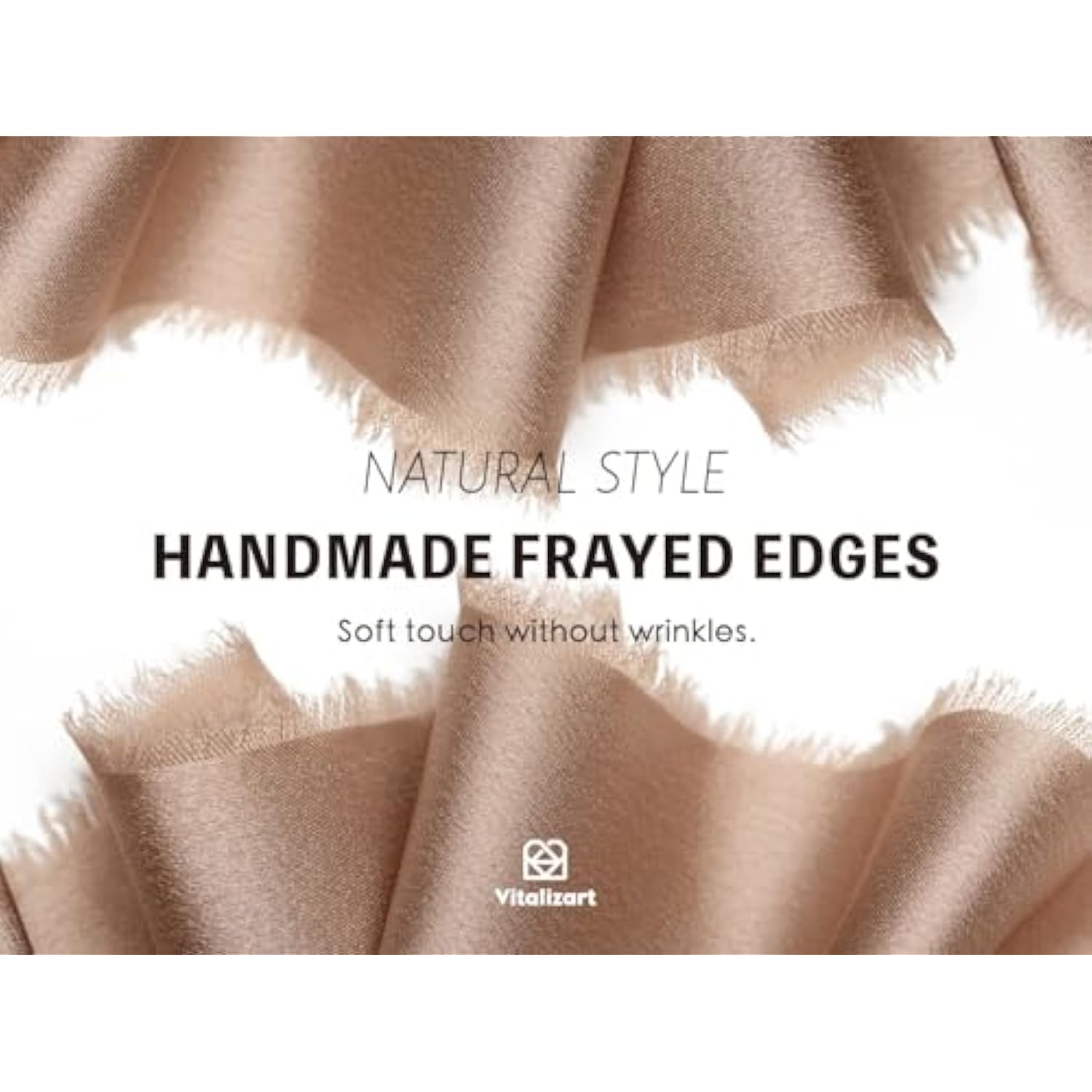 Silk Satin Ribbon 1 Inch X 15 Yard Wooden Spool Champagne Handmade Frayed Ribbon For Gift Wrapping Baby Shower Wedding Bridal Bouquets Holiday Decor 3 Rolls X 5 Yard