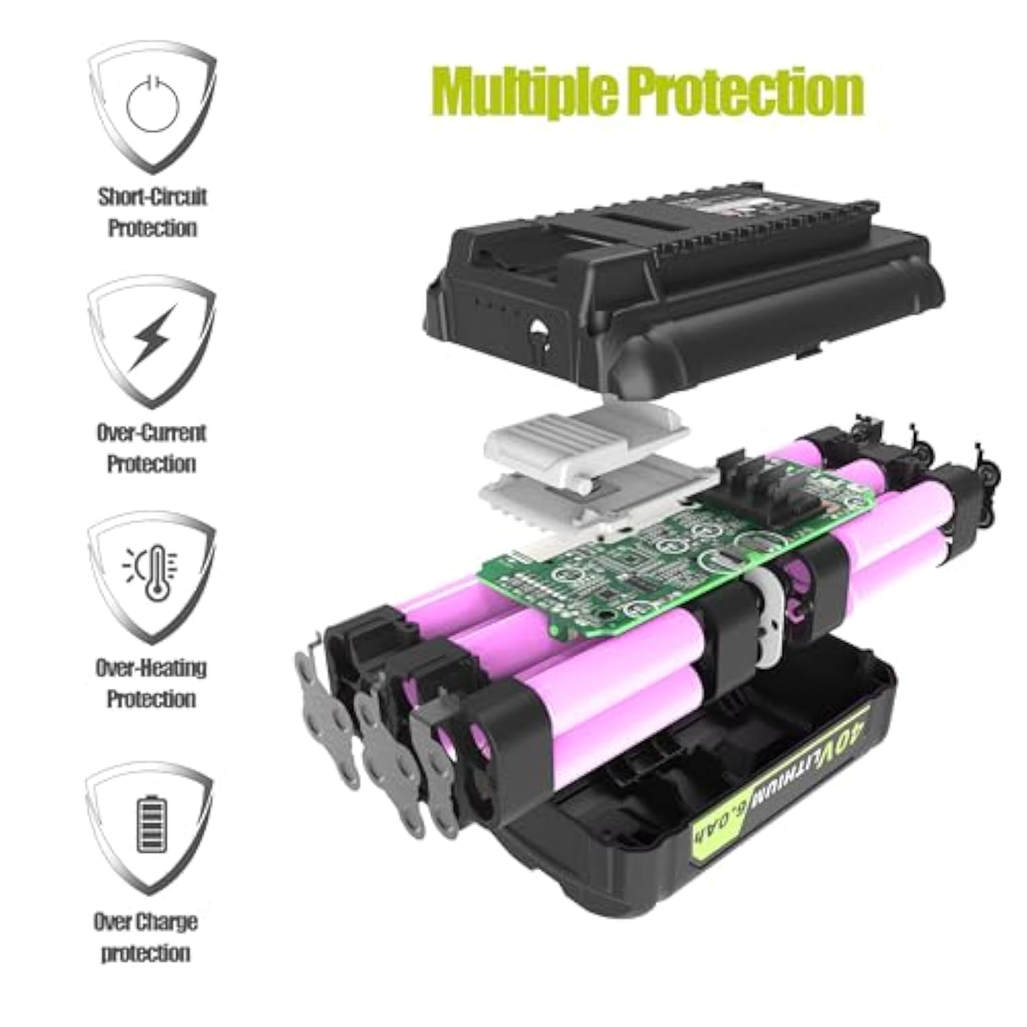 6.0Ah Battery Replace For Ryobi 40V Lithium-Ion Battery 6.0Ah Op4040 Op4050A Op40602 Op40201 Compatible With Ryobi 40-Volt Cordless Power Tools And 40V Battery Chargers