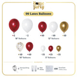 Red And Gold Balloons Garland Kit 99 Count - Balloons With Gold Confetti Balloons, Crimson And Gold Party Decorations For Wedding Anniversary, Valentines Day Party Decorations