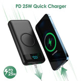 Wireless Portable Charger 30,800Mah 15W Wireless Charging 25W Pd Qc4.0 Fast Charging Smart Lcd Display Usb-C Power Bank, 4 Output External Battery Pack Compatible With Iphone 16/15/14/13, Samsung Etc
