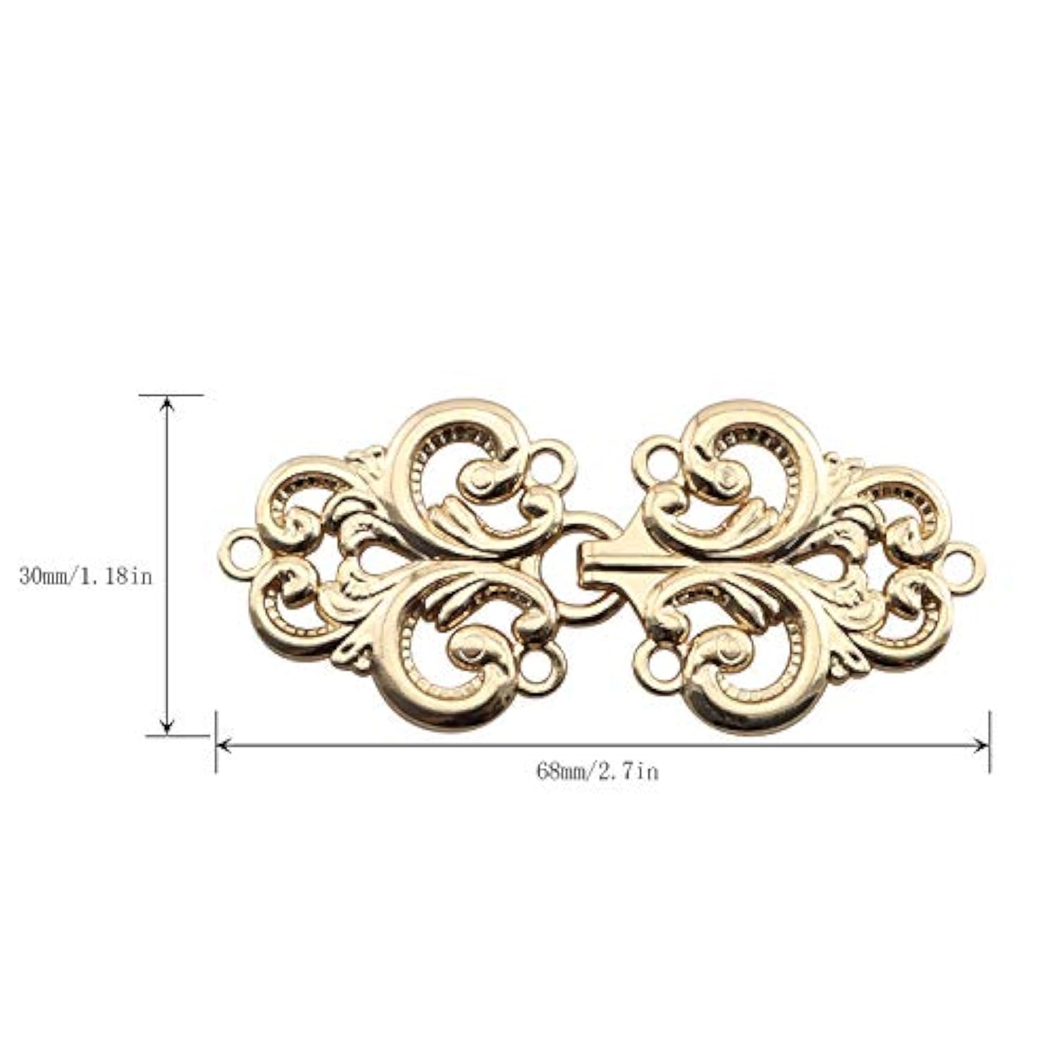 3 Pair Of 68 * 30Mm Metal Button Clasp Fasteners Gold Hooks And Eyes C