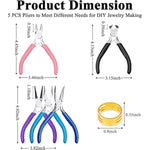 5 Packs Jewelry Pliers Set, Jewelry Making Tools With Needle ,Round ,Chain ,Bent Nose Pliers/Zipper Pliers, Jewelry Making Supplies Repair/ Cut Kits For Crafting