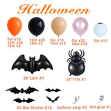 Halloween Balloon Arch Kit: Black, Orange, Purple with Spider & Bat Decor