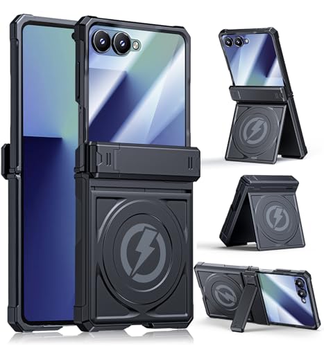 Magnetic case for  Z-Flip-7: Full-Body Military Grade Protective Phone Case [Magsafe Compatible][Dual Kickstand] Heavy Duty Cover for Galaxy Z