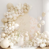 Pearl White Balloon Garland Arch Kit 177Pcs Pink Bow Long Balloons Sand White Balloons Different Size For Wedding Bridal Coquette Birthday Baby Shower Engagement Bachelorette Party Decorations