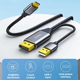Displayport To Usb C Cable 6.6Ft 4K@60Hz With Usb Cable Adapter,Dp Male To Typ