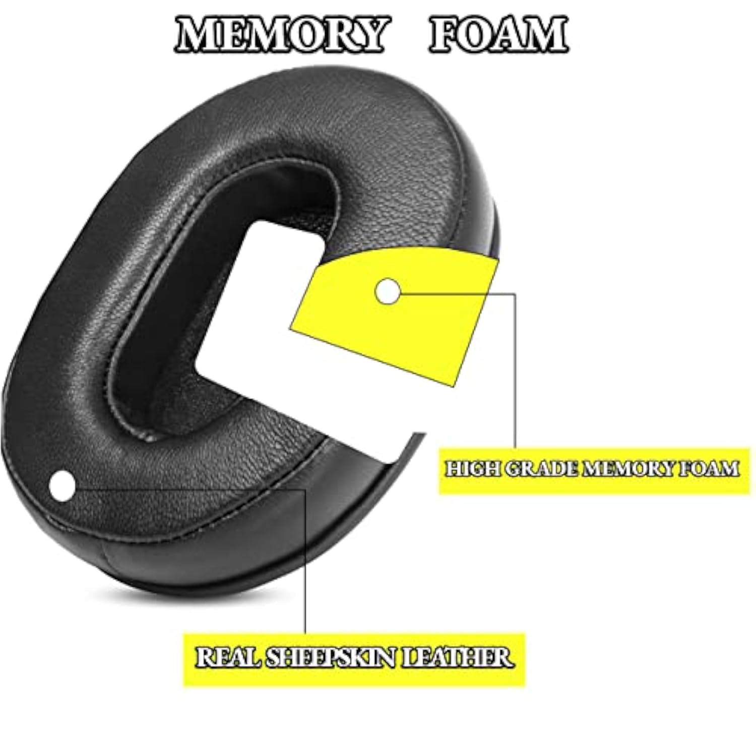 Backbeat Fit 6100 Upgraded Sheepskin Ear Pads Cups Cushions Replacement Compatible With Plantronics Backbeat Fit 6100 Bluetooth Sports Headphones (Black Sheepskin Leather)