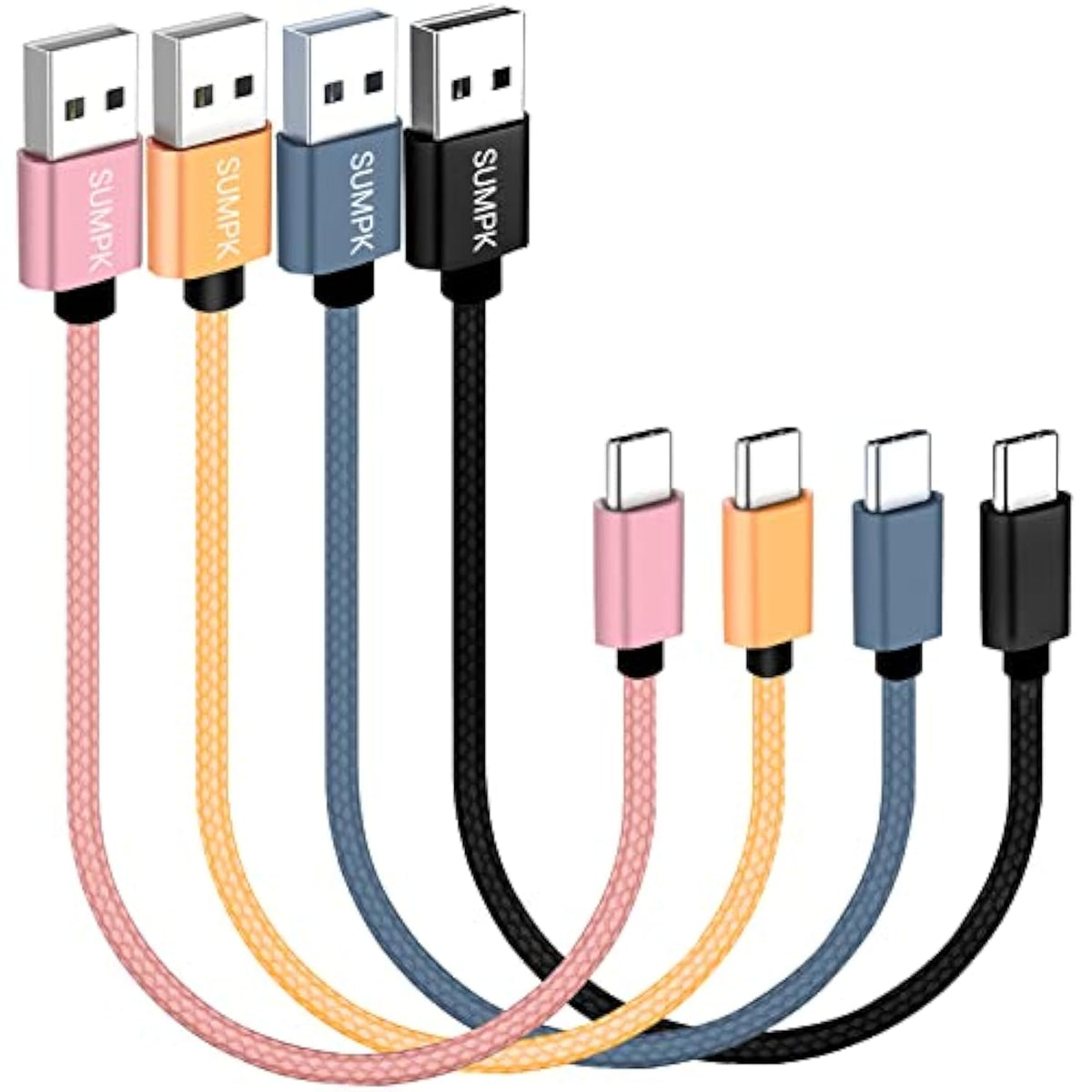 Usb C Cable 1Ft 4-Pack, 3A Fast Charging Usb A To Usb C Cord Nylon Braided Com