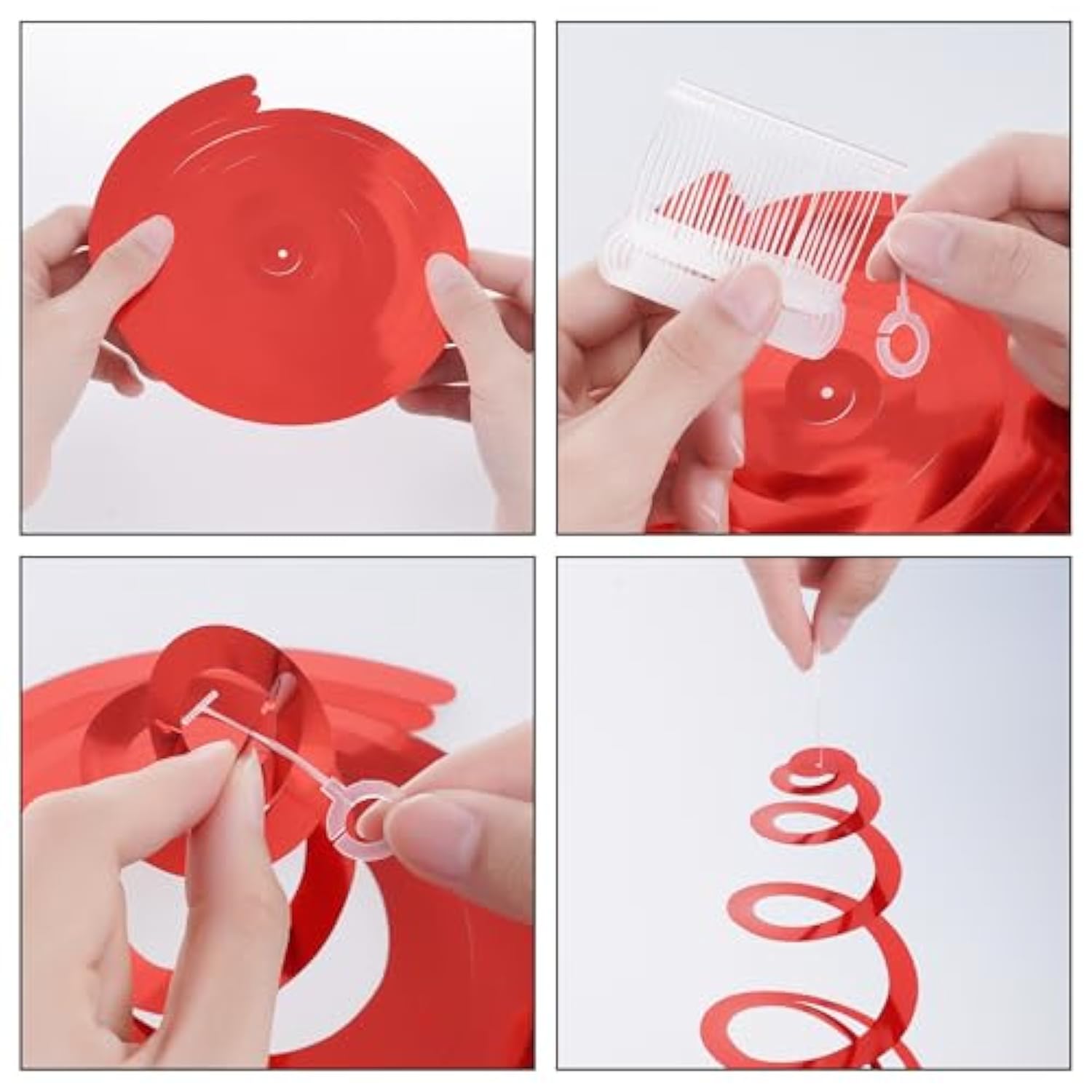 Red Ceiling Swirl Foil Decorations Hanging Plastic Streamer Themed Swirl Party For Valentine’S Day Day Carnival Celebration, Pack Of 28