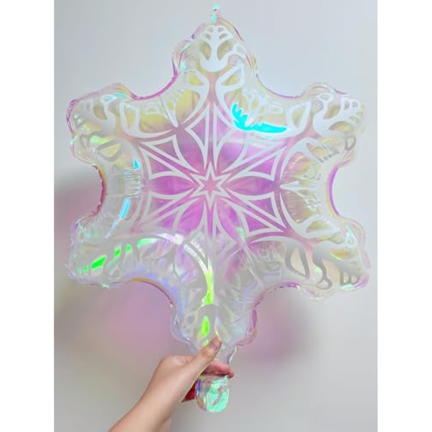 5 Pc Iridescent Snowflake Balloons 23 Inch Winter Party Decoration