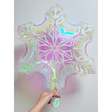 5 Pc Iridescent Snowflake Balloons 23 Inch Winter Party Decoration