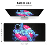 Cute Astronaut Mouse Pad Mat Kawaii Black Desk Decor Mat, 35.43 X 15.75 Inches Extra Large Mouse Pad For Desk Computer Keyboard Laptop, Non-Slip Base Gaming Mousepad Home Office Accessories