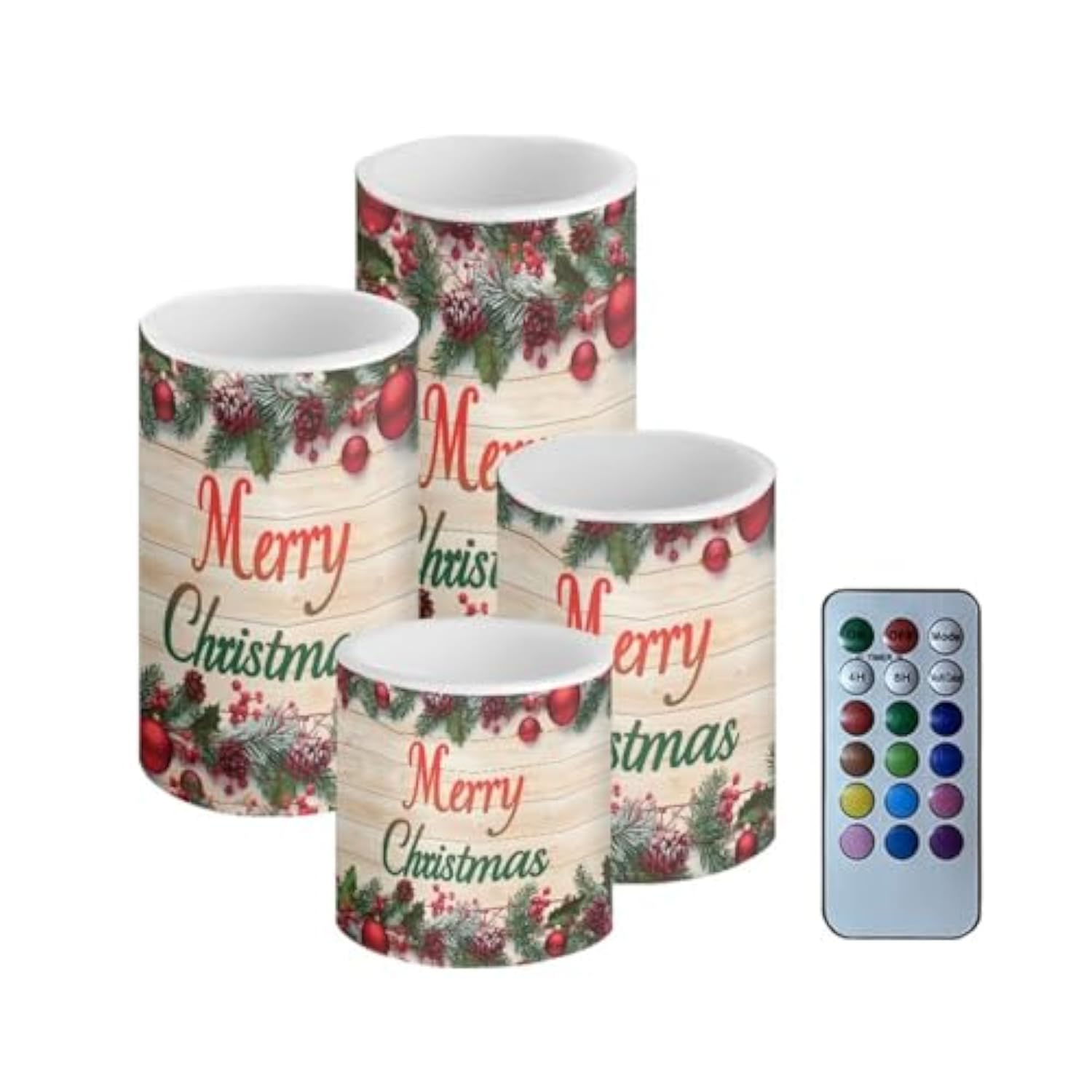 Merry Christmas Tree Battery Operated Flickering Candles With Timers Flameless Candles With Remote Outdoor Porch Led Lights For Winter Home Decorations