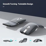 Bluetooth Wireless Arc Travel Mouse, Dual Model (2.4G+Bt5.1) Rotating Foldable Mouse For Microsoft, Rechargeable Slim Portable Mice For Laptop, Notebook, Pc, Macbook, Chromebook, Lenovo - Black