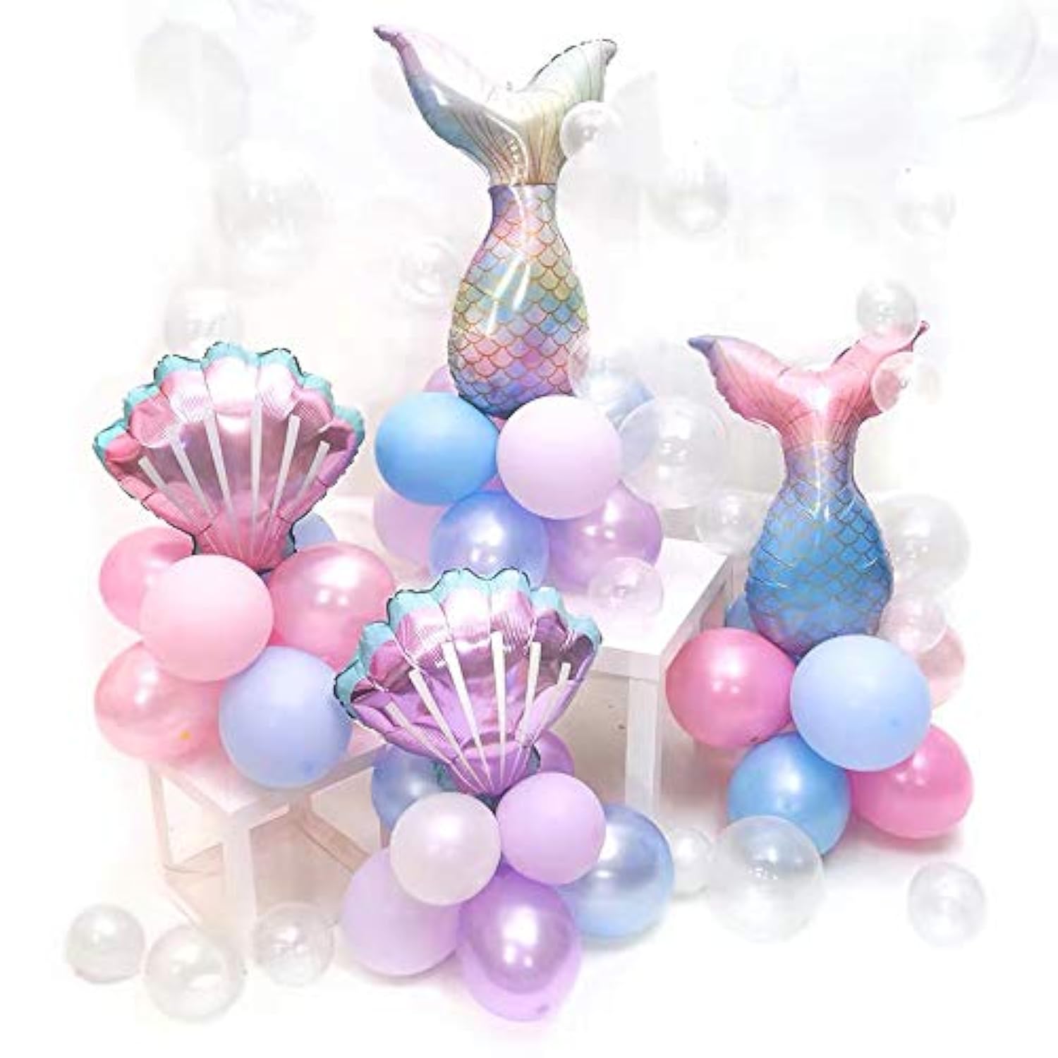 7Pcs Mermaid Balloons Number Balloons For 1St 2Nd 3Rd Birthday Party Girls' Mermaid Tail Decoration Supplies (1 Number)