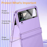 For Samsung Z Flip 4 Case: [Full Cover Hinge Protection] Slim Phone Case With Built-In Screen Protection Metal Volume Key Protection Wireless Charging For Galaxy Z Flip 4 5G(2022) (Purple)