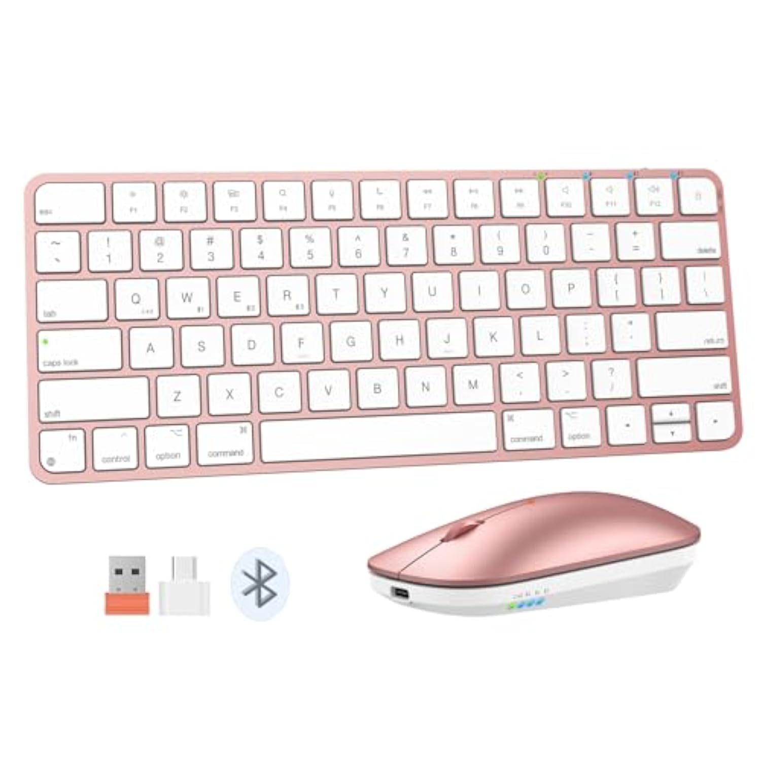 MEETION Wireless Bluetooth Keyboard and Mouse for Mac, Multi Device Quiet Slim Rechargeable Low Profile Apple Layout Magic Keyboard Mouse for iPad, iPhone, iMac, MacBook Air/Pro, for Mac/iPadOS RoseG