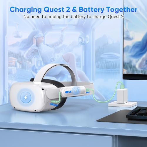 Battery Pack For Oculus Quest 2, 20000Mwh Extended Battery For Meta Quest 2 Accessories, 10W Fast Charging Vr Headset Battery Pack, Lightweight And Portable Charger For Extra 2-4H Playtime