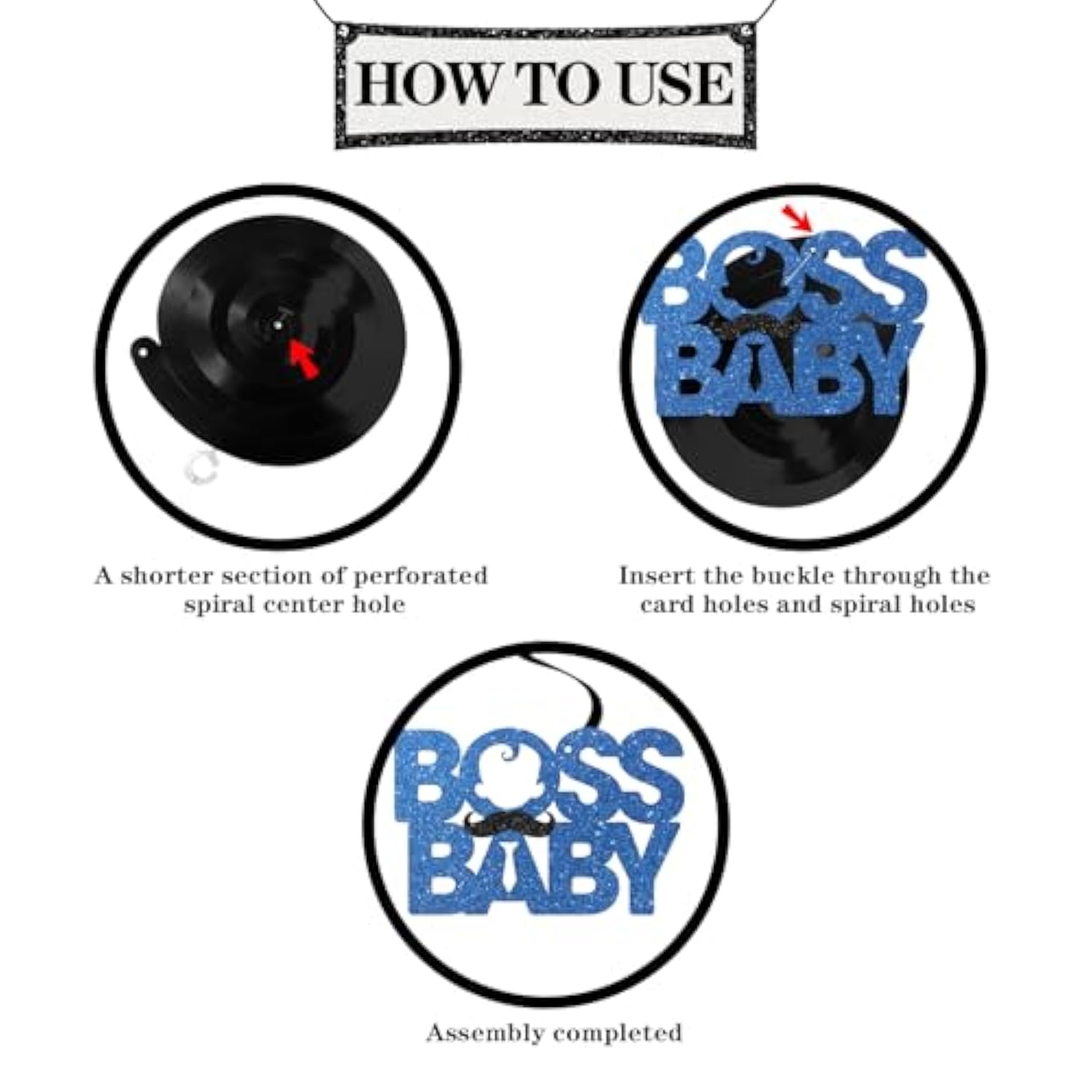 Boss Boy Hanging Swirl Decorations - Glitter 18 Pcs Baby Shower Party Supplies - Boy Birthday - Welcome Baby Boy Streamers - Gender Reveal Party Foil Swirls Ceiling Decorations