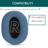 Replacement Ear Cushions, Compatible With Logitech Gpro G Prox G433 G233 Headphones, Soft And Delicate Facecloth And Memory Foam Combined Production, Home Headset Replacement Ear Pads (Blue)
