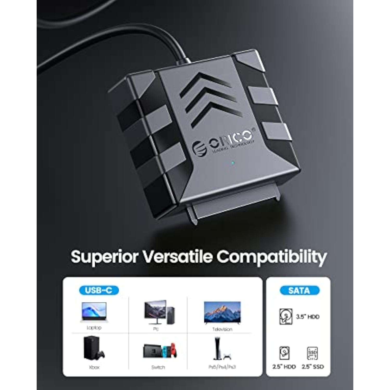 ORICO Hard Drive Enclosure 3.5 inch Hard Drive USB C Adapter 100CM Cable for 3