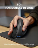 Perimice-608Ii Wireless Vertical Mouse, 2.4Ghz, 6 Buttons, Adjustable Dpi 800/1200/1600/2400, Right-Handed Design, Usb Receiver, Black