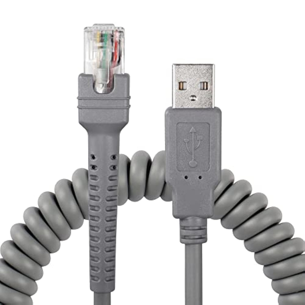 Symbol Ls2208 Usb Cable Usb A To Rj45 Coiled Spiral Extension Cable Barcode Scanner Ls1203 Ls4208 Ls4278 Ds6707 Ds6708 Usb Cable (10Ft,3M)
