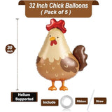 5 Pcs Chick Balloons Set – Farm Chicken Shaped Balloons For Spring Farm Animal Theme, Easter Egg Hunt Party, Barnyard Birthday, Animal Baby Shower, Easter Party Decorations