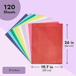 120 Sheets Tissue Paper For Gift Bags, Gift Wrapping, Crafts - Colorful Tissue Paper For Packaging, Presents, Gift Wrapping Supplies (10 Colors, 26" L X 19.8" W)