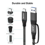 RIITOP USB 3.2 C to C Cable 20Gbps [1FT], Braided 2IN1 USB Type C Y Short Cabl