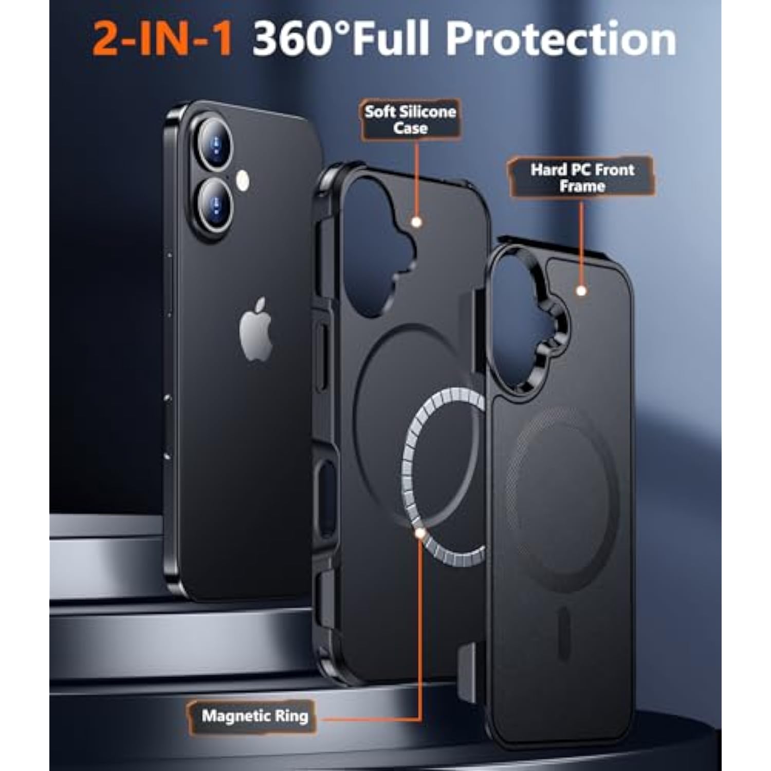 Designed For Iphone 16 Case Magnetic,[Compatible With Magsafe][ Grade Drop Protection] Dropproof Heavy Duty Tough Rugged Shockproof Phone Case For Iphone 16 (6.1")-Black
