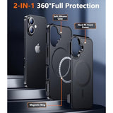 Designed For Iphone 16 Case Magnetic,[Compatible With Magsafe][ Grade Drop Protection] Dropproof Heavy Duty Tough Rugged Shockproof Phone Case For Iphone 16 (6.1")-Black