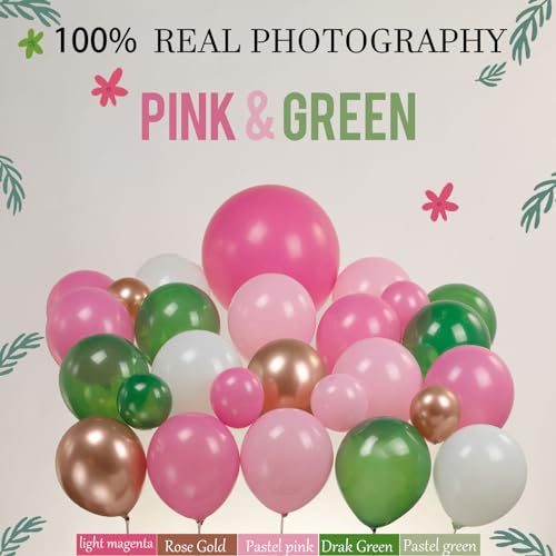 Spring Pink and Green Balloon Garland Arch Kit 151 Pcs with Heart Shape mylar Balloons for Spring Girl Baby Shower Fairy tale wonderlad wildflower baby in bloom theme Birthday Party Decorations