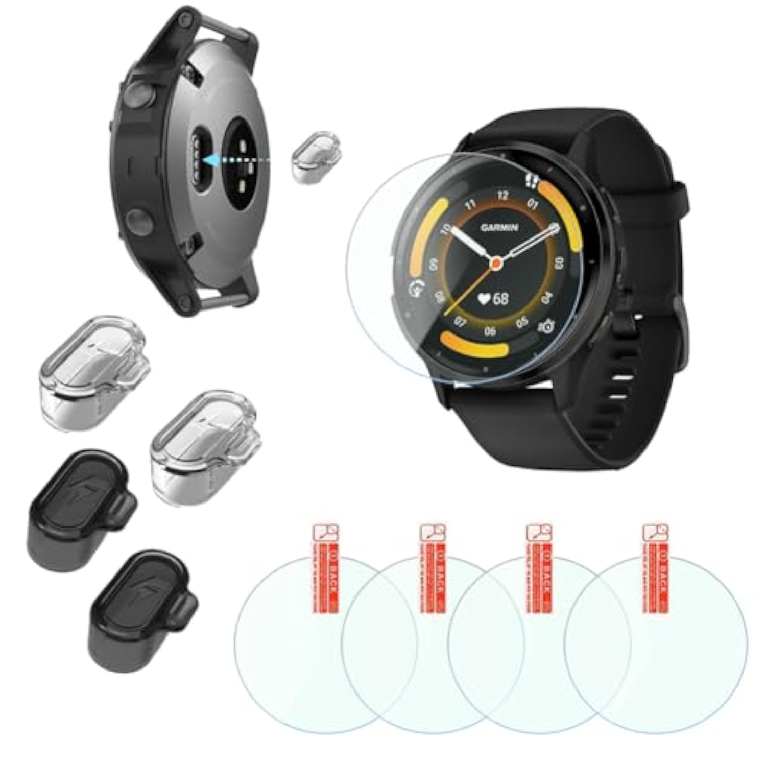 Clear Tpu Protective Film For Garmin Venu 3 Screen Protectors Bubble-Free Installation High-Definition And Charging Dust Plug?Pack Of 4+4??It'S Not Glass?
